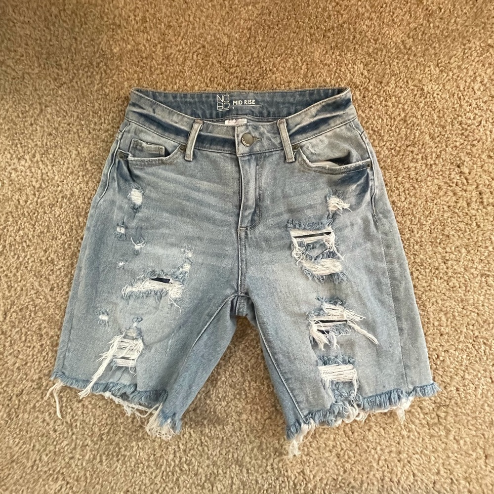 No Boundaries Biker Distressed Jean Shorts